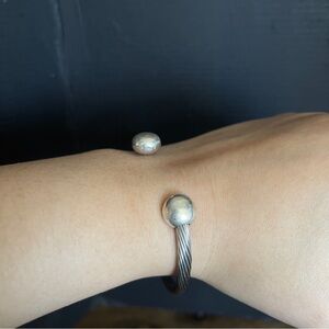 Q Ray wellness silver tone knotted metal cuff bracelet